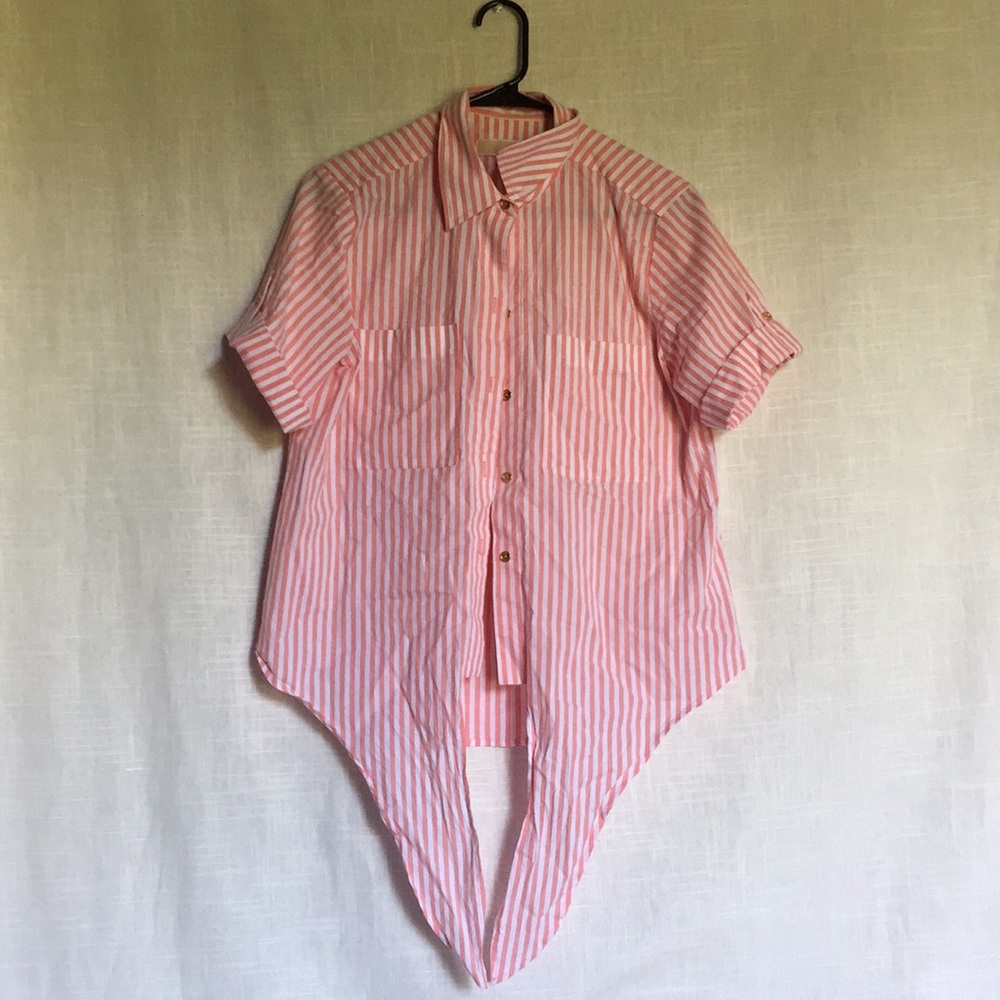 candy pink pinstripe button up